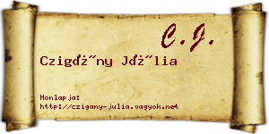 Czigány Júlia névjegykártya